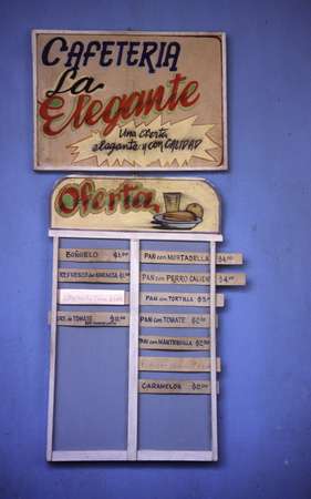 photo of Cuba, Cafeteria La Elegante, pricelist of a Cuban snack bar