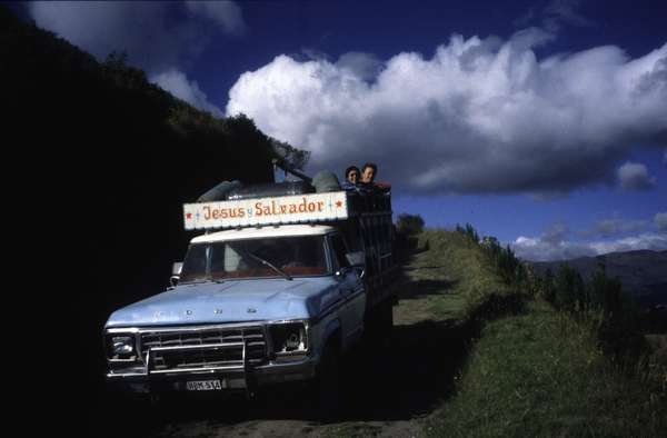 photo of Ecuador, Andes altiplano, around Quilotoa, transport in a Ford pick up "Jesus Salvador"