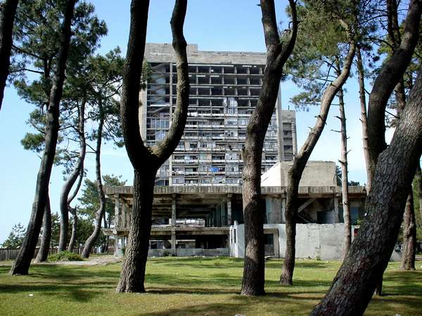 photo of Republic of Georgia, half finished run down hotel along the seashore in Kobuleti, an extremely popular Black sea resort which is in summer packed with Georgian youth on a beach holiday