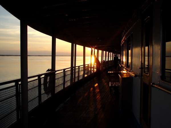 photo of Russia, Northern Siberia, Ob river, midnight sun and deck of the ferry between Salekhard and Omsk