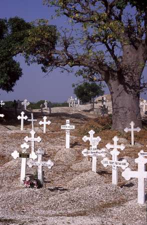 photo of Senegal, Joal Fadiouth (Joal-Fadiout) shell island, white crosses on a christian cemetery built with shells