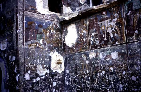 photo of Eastern Turkey, around Trabzon, vandalised frescoes in the ruins of a Armenian or Georgian church