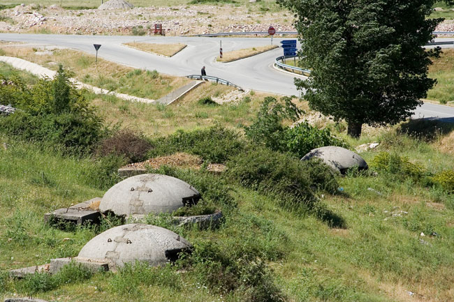 Albania photo: Communist era defensive Albanian bunkers. Concrete dome shelter - bunker built during Enver Hoxha's rule all over Albania as protection against a foreign invasion. 