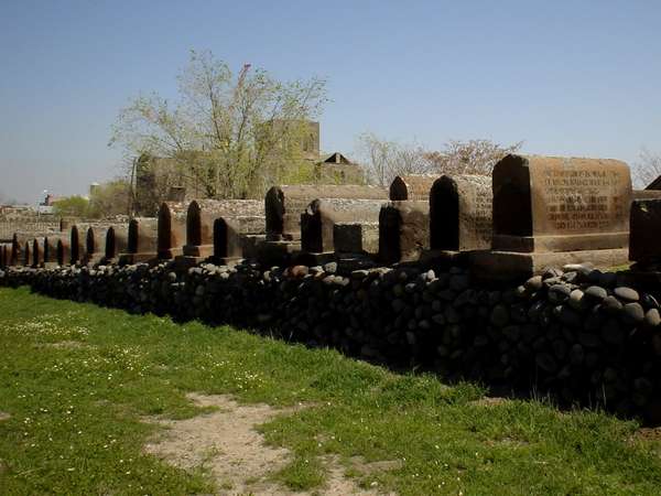 photo of Central Armenia, old cemetery behind Echmiadzin, the religious centre of the Katholikos Of All Armenians close to Yerevan