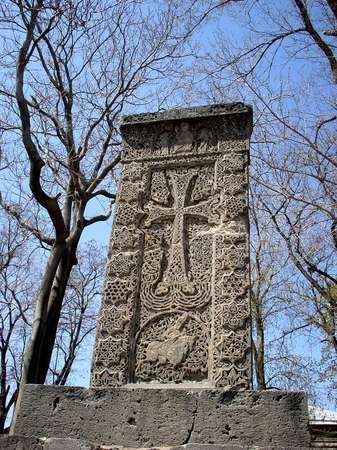 photo of Central Armenia, khachkar in Echmiadzin, the religious centre of the Katholikos Of All Armenians close to Yerevan