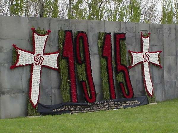 photo of Central Armenia, Yerevan, flowers next to the Genocide Monument