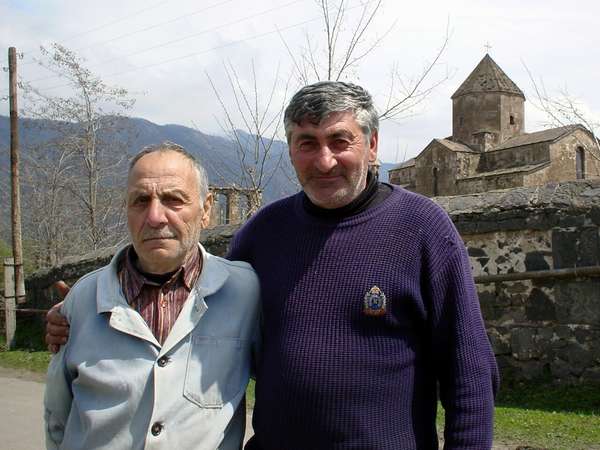 photo of North Armenia, Lori region, around Alaverdi, villagers in Odzun, with the Odzun monastery on the background