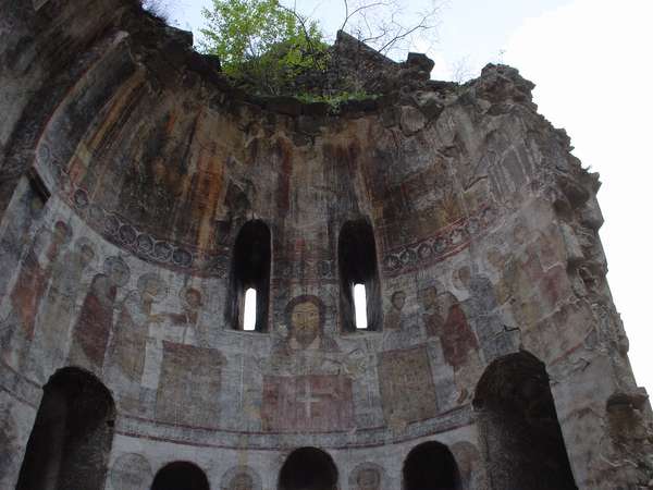 photo of North Armenia, Lori region, around Alaverdi, icons on the ruins of Kobayr cloister