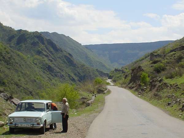 photo of North Armenia, Lori region, around Alaverdi, road with Zhiguli