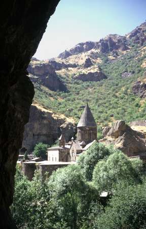 photo of Central Armenia, east of Yerevan, Geghard monastery, an ancient Armenian cloister, partly carved out of a mountain