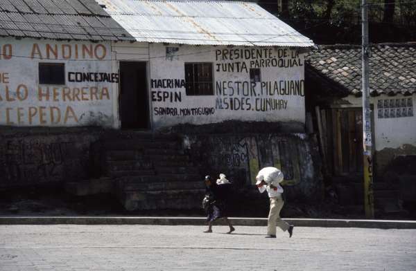 photo of Ecuador, altiplano, Andes highlands, grafitti for the elections of Andean indians