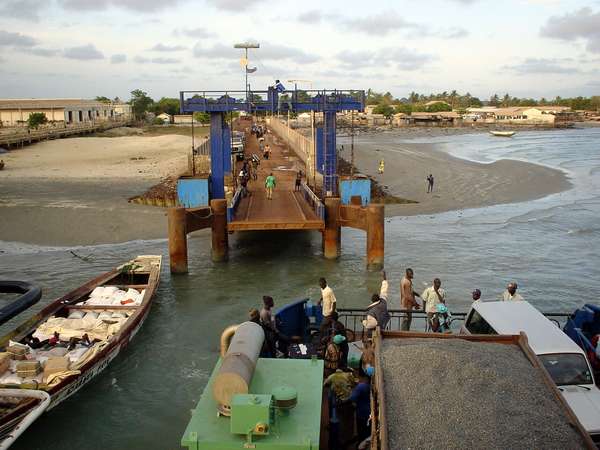 photo of Gambia, leaving of the ferry boat crossing the Gambia river from Barra to Banjul, the Gambian capital