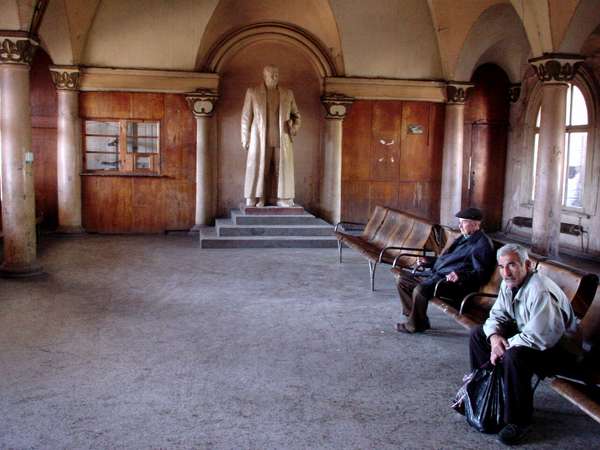 photo of Republic of Georgia, marble statue of Stalin in the hall of the train station in his birthplace Gori