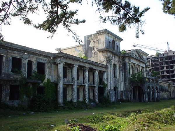 photo of Republic of Georgia, beautiful but sadly also very run down building along the seashore in Kobuleti, a popular Georgian Black sea resort