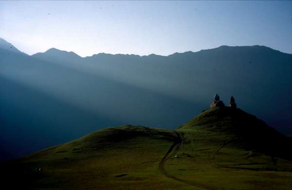 photo of Republic of Georgia, Kazbegi, Tsminda Sameba Church (Holy Trinity Church) at sunrise