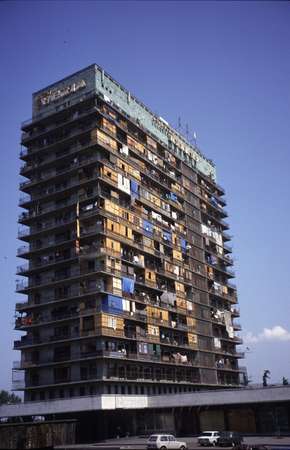 photo of Republic of Georgia, central Tbilisi, the old soviet inturist hotel Iveria, now temporarily inhabited by Georgian refugees from Abkhazia