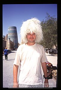 photo of Uzbekistan, with local hat, Hans Rossel