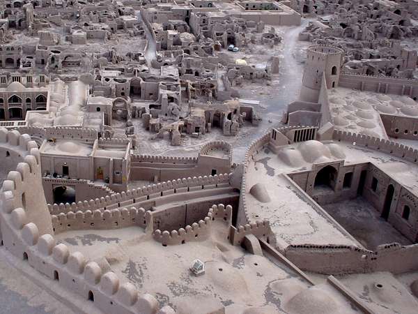 photo of Iran, view from the citadel and mud city of Bam on the ruined city of Arg-e-Bam
