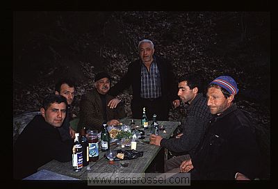 photo of Nagorno Karabakh, around Vank village, Karabakhi friends drinking vodka with bread