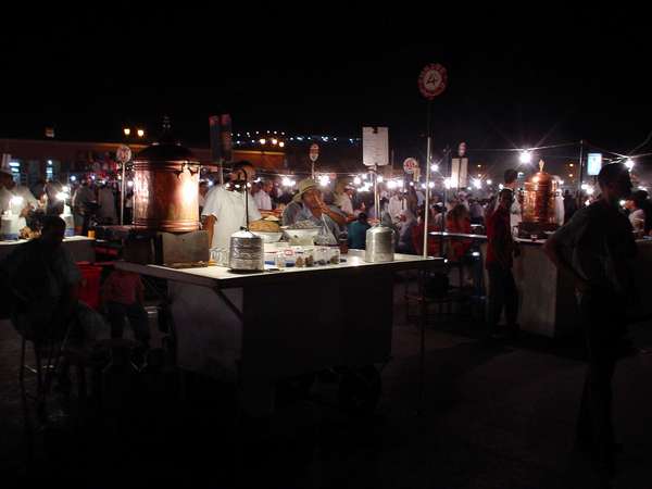 photo of Morocco, Marrakech, DJemaa El-Fna Square (Square of the Dead), street food stalls at night