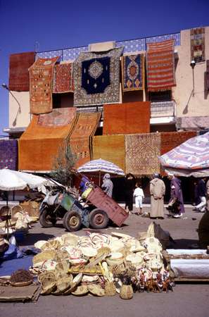 photo of Morocco, Marrakesh, carpets in the market (suq, souq)