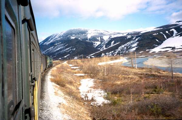 photo of Northern Russia, approaching the Urals, view from the train from Vorkuta to Salekhard, crossing the Arctic Ural mountains