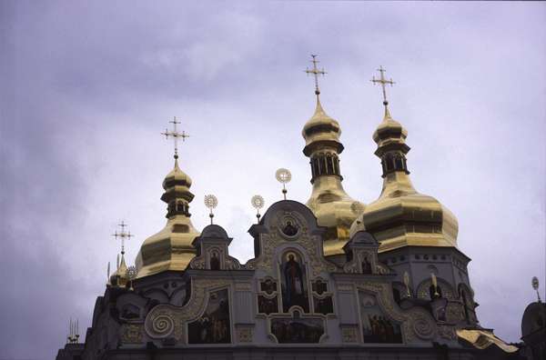 photo of Ukraine, Kiev, Percherska Lavra, Dormition cathedral. The Caves monastery (founded 1051) was the first monastery in Kievan-Rus. A site of pilgrimage for Orthodox Christians throughout Europe, for centuries it was Orthodox Christianity's "Rome"
