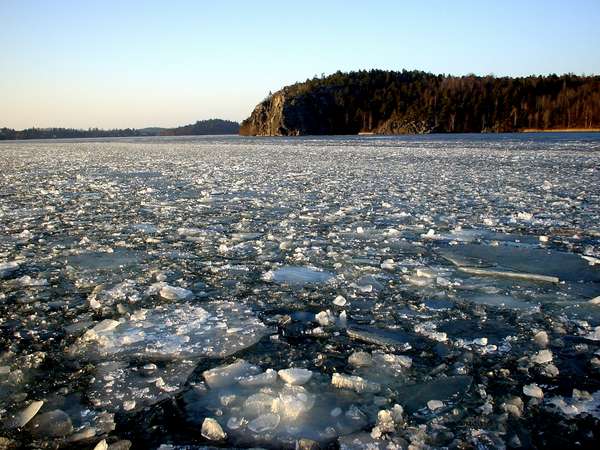 photo of Sweden, around Stockholm, crossing in winter the frozen lake Mälaren on the year round ferry which connects Ekerö island and Slagsta Strand