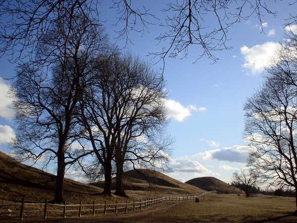 photo of Sweden, Old Uppsala, the hills are burial mounds from the time of the Swedish Folk Kings (500 AD) in Gamla Uppsala