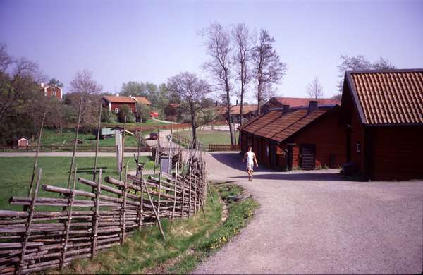 photo of Sweden, restored Swedish farmhouses in Tyresta By, a tiny village at the start (and end) of the walks in the Tyresta National Park, the closest Swedish National Park to Stockholm