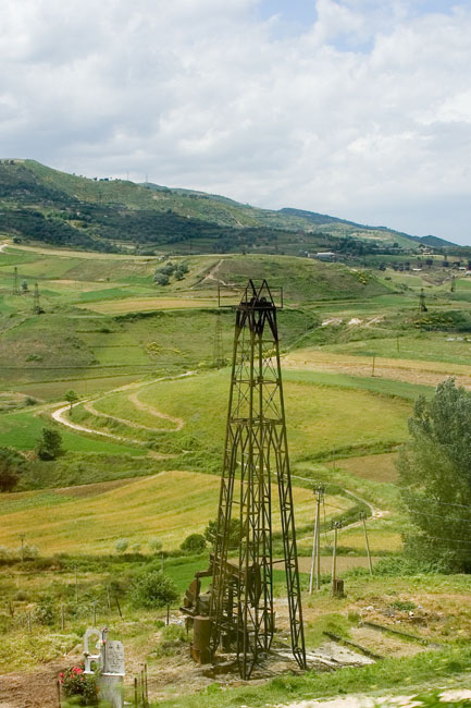 Albania photo around Fieri: Oil derrick, Petrol industry, Albanian Oil field. Albanian Ecology, environment, waste and pollution. 