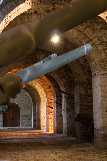 Albania photo: Gjirokastra (Gjirokaster), Citadel fortress castle, Armaments museum and prison cells with Albanian weapons, tanks, cannons and military equipment. 