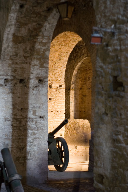 Albania photo: Gjirokastra (Gjirokaster), Citadel fortress castle, Armaments museum and prison cells with Albanian weapons, tanks, cannons and military equipment. 