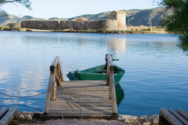 Albania photo: BUTRINT (Butrinti) ANCIENT CITY, Triangular fort, triangle castle, archeology ruins World Heritage site around Saranda. 