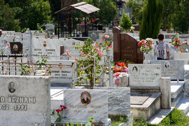GRAVE of ENVER HOXHA, Albania communist leader, Tirana main cemetery. 