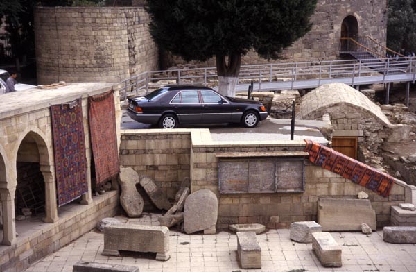 Photo of Azerbaijan, Baku, Mercedes of the new rich (local maffia or oil company managers ?) parked at the entrance of the Old Town of Baku